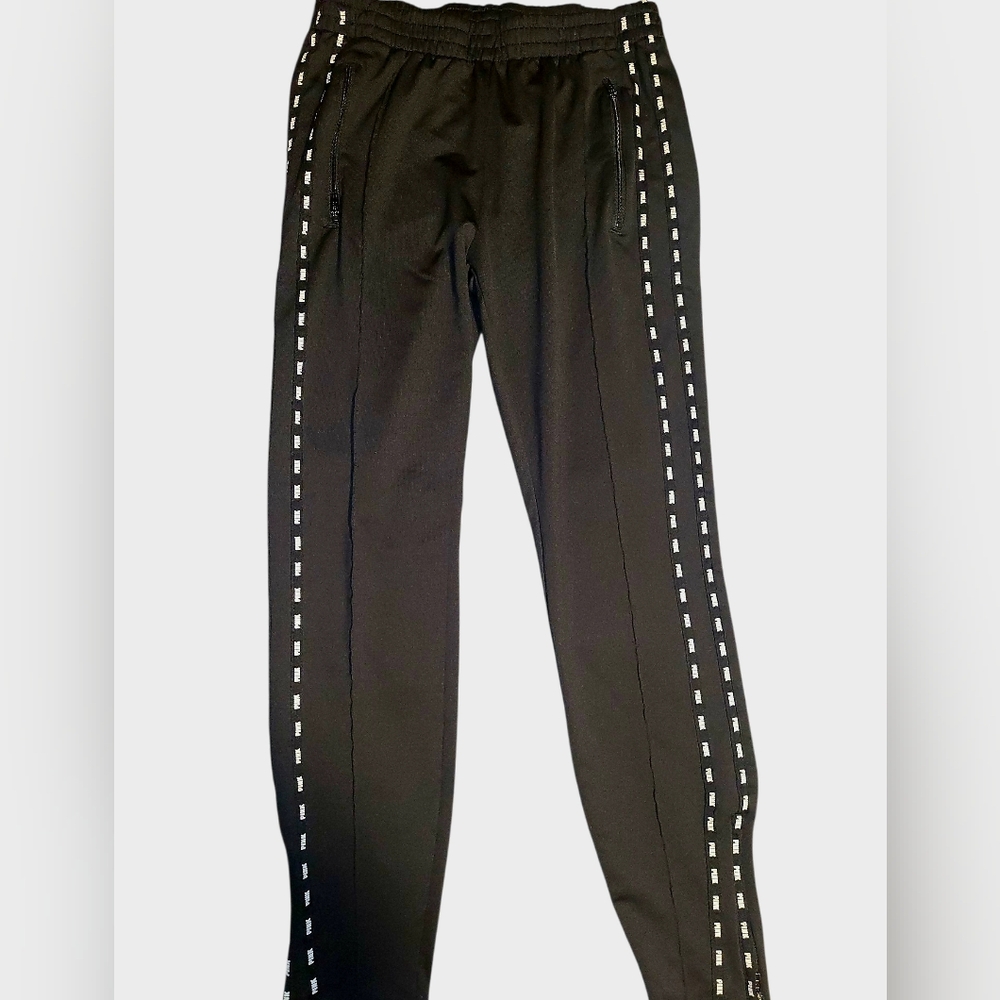 PINK Black Track Pants with White Stripe Detailing SIZE SMALL